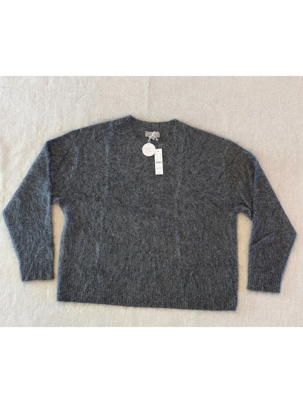 J.Crew Brushed Cashmere Marled Sweater Charcoal Grey NWT M